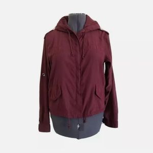 Brandy Melville Burgundy Hailey Utility Hooded Jacket One Size Lightweight